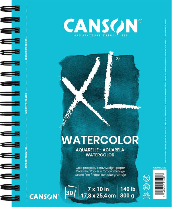 XL Series Watercolor Paper, Wirebound Pad, 7X10 Inches, 30 Sheets (140Lb/300G) - Artist Paper for Adults and Students - Watercolors, Mixed Media, Markers and Art Journaling