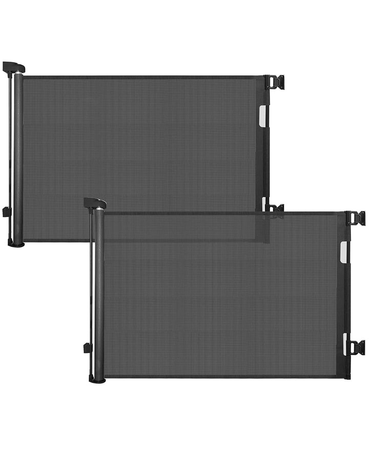 Retractable Baby Gate for Doorways and Stairs, Mesh Safety Gate for Pet, Indoor & Outdoor Use, One-Hand Operation, Easy Installation, 33.6" Tall, Expands to 55" Wide（Black,33.6"X55")