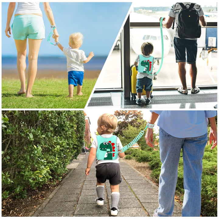 Toddler Leash-Baby Walking Safty Harness and Child anti Lost Wrist Link for Girls/Boys Travel (Green)