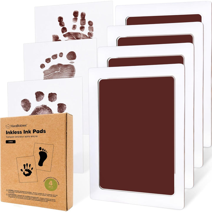 4-Pack Inkless Baby Hand and Footprint Kit - Mess Free Ink Pad for Newborn Keepsake, Dog Nose & Paw Print Kit, Clean Touch Ink Pad for Baby Hand & Footprints, Ideal New Mom Gifts (Jet Black)