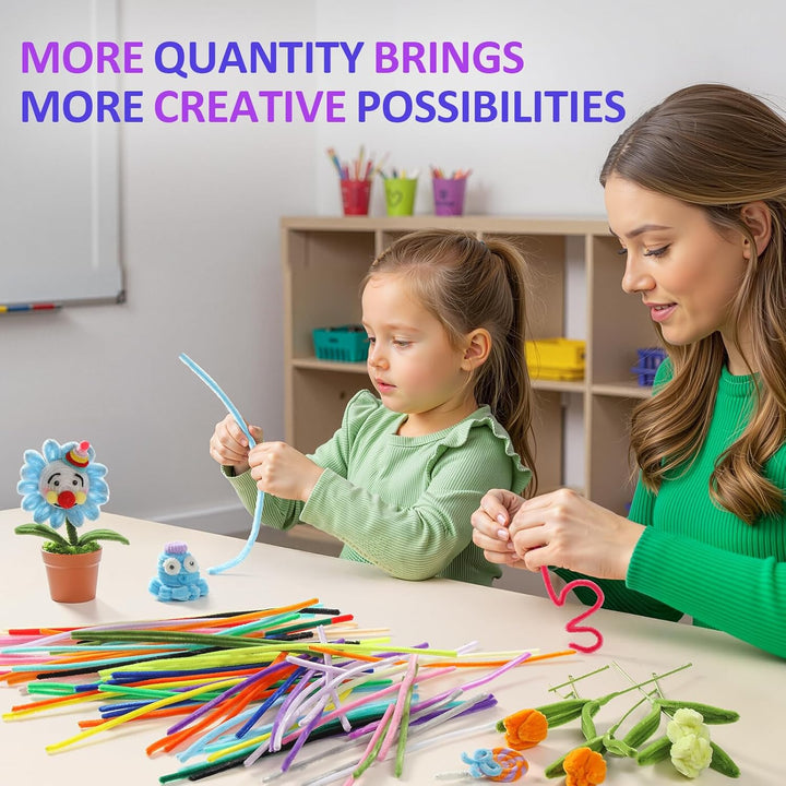 1500 PCS 30 Colors Quality Pipe Cleaners Bulk, Thick Pipe Cleaners Craft for DIY Craft Projects, Multicolored Limpia Pipas for Art Supplies & Materials, Rainbow Chenille Stems(12Inch*6Mm)
