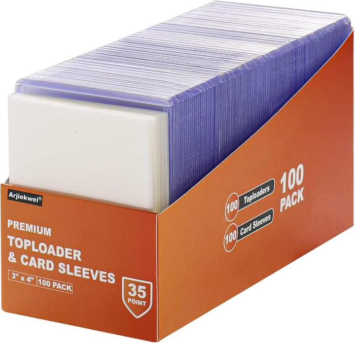 400 Card Sleeves Top Loaders for Cards,  3"X4" Baseball Card Protectors Hard Plastic, Premium Toploaders Card Holder for Trading Sports Football Game Cards(200 Top Loaders + 200 Card Sleeves)