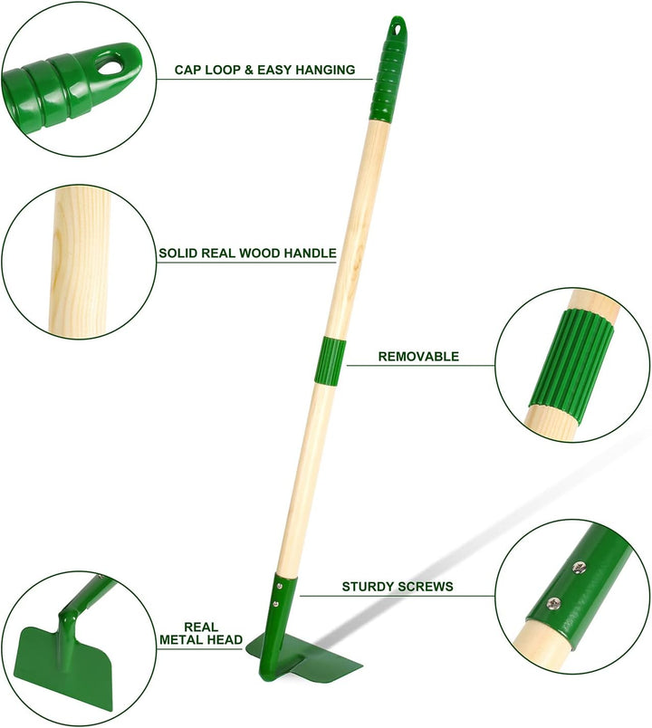 Kids Gardening Tools Set - 7Pcs Wheelbarrow Set for Kids with Shovel, Rake, Leaf Rake, Summer Outdoor Yard Digging Weed Toys, Halloween Birthday Gifts for Boys Girls Age 2 3+ Years Old(Green)