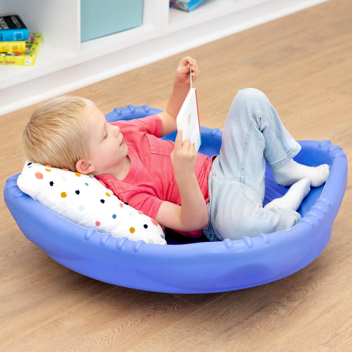Rock and Spin Sensory XL Wobble Disk Climbing Dome for Toddlers and Kids Rocking and Climbing, Indoor/Outdoor Periwinkle Blue, 1 Pack, Ages 2-12 Years
