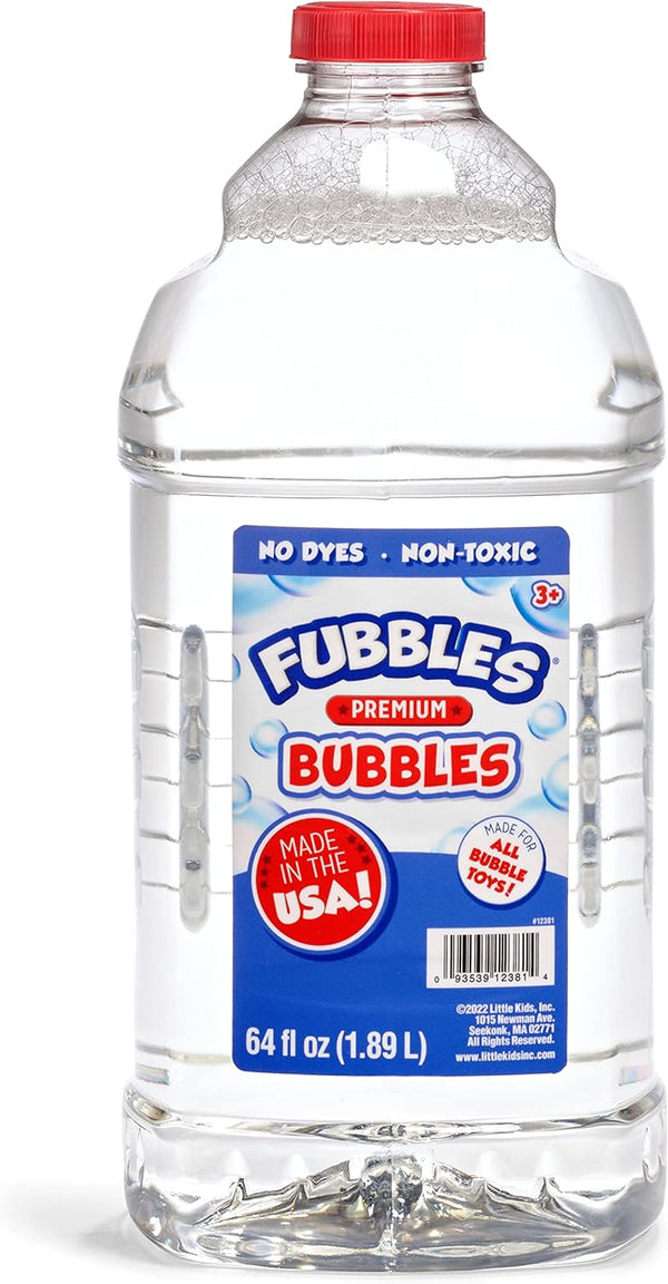 Bubbles by Fubbles| Made in the USA |64Oz Non Toxic Bubble Solution |Bubble Refill for Bubble Machines and Toys, Clear,12381
