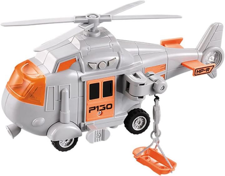 Military Helicopter, Airforce Airplane Toy with Hanging Basket Lights and Sounds for Kids(Black)