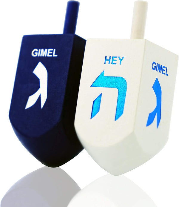 Let'S Play the Hanukkah Game Extra Large Blue & White Wood Dreidels 2-Pack XL