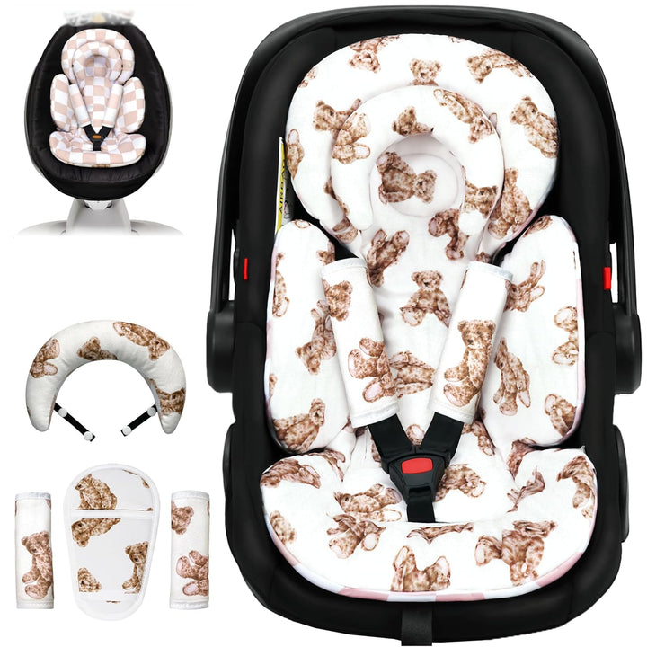 Infant Car Seat Insert with Extra Cushion for Preemie to Toddler, Reversible Newborn Carseat Insert Head Support, Fits for Stroller, Baby Swing, Rocker, Bassinets, Bouncer (Black Star)