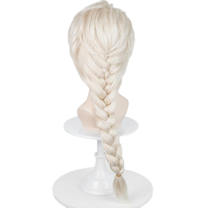 White Blonde Braided Wig for Kids Girls, 19.69'' Long Platinum Blonde Princess Kids Wig + Wig Cap for Halloween Party Costume Cosplay