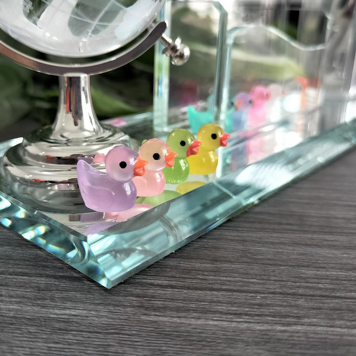 60 Pcs Mini Resin Ducks Luminous Tiny Ducks Miniature Duck Glow in the Dark for DIY Garden Dollhouse Duck Accessories Micro Landscape Aquarium Party Decor