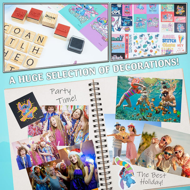 Stitch Scrapbook Supplies Set for Girls Teenagers DIY Scrapbooking Supplies Arts Craft Kit with Stickers Stamps Glitter Gel Pens Journal Stitch Gifts