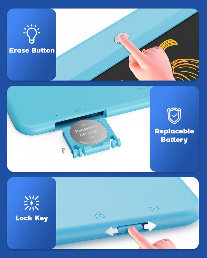 Toys for 3-6 Years Old Girls Boys, LCD Writing Tablet 10 Inch Doodle Board, Electronic Drawing Pads, Educational Birthday Gift for 3 4 5 6 7 8 Years Old Kids Toddler (Blue)