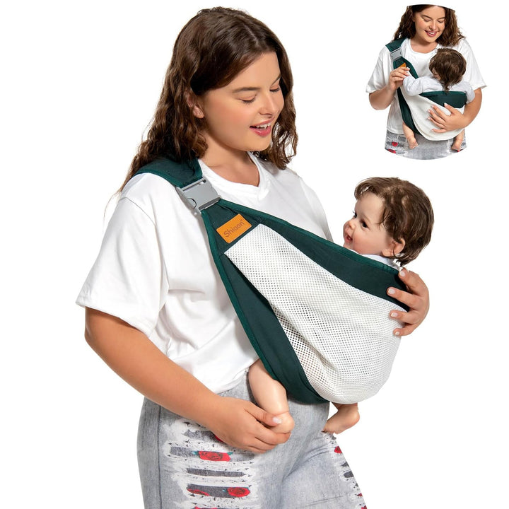 Baby Sling Carrier, Baby Carrier Newborn to Toddler(7-45Lbs), Toddler Carrier with Safety Buckle, One Shoulder Adjustable Shoulder Strap, One Size Fits All, Grey