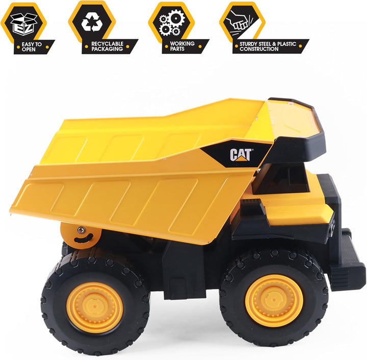 Construction Toys, Steel Dump Truck 16”: Real Steel Body, Working Dump Bed, Oversize All-Terrain Wheels, Heavy-Duty Construction Vehicle for Indoor/Outdoor Play, Kids Ages 3 +