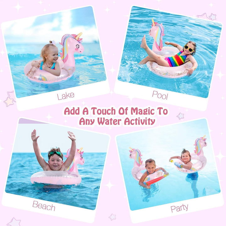 Inflatable Swimming Rings, Pool Floats Swim Tubes Rings round Shape Cute Cartoon Design Beach Water Lounge Inflatable Raft Party Supplies for Kids