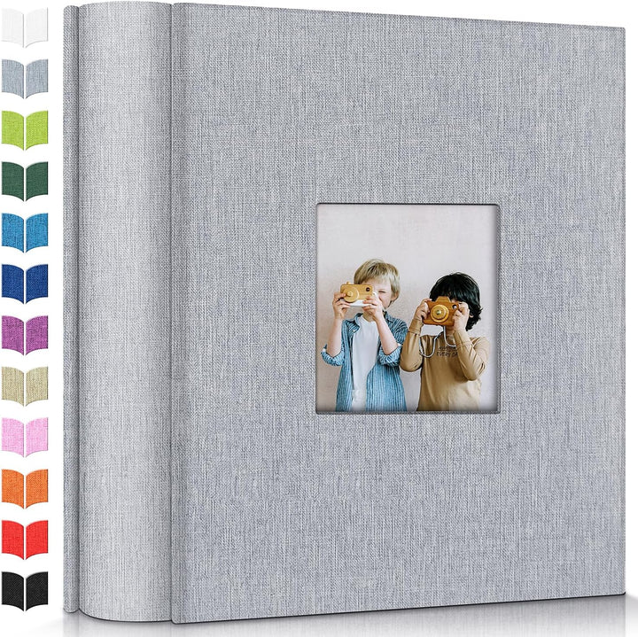 Photo Album 4X6 with 300 Pockets,Slip-In Picture Albums,Linen Cover Memory Book with Front Window,White Page Vertical Photo Book for Wedding,Family,Anniversare,Baby,Vacation