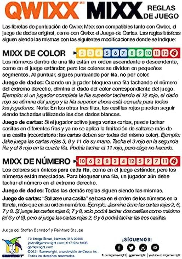 Qwixx Mixx - Genuine Enhanced Game Play Add-On Replacement Scorecards for Qwixx - a Fast Family Dice Game, 8 + Years