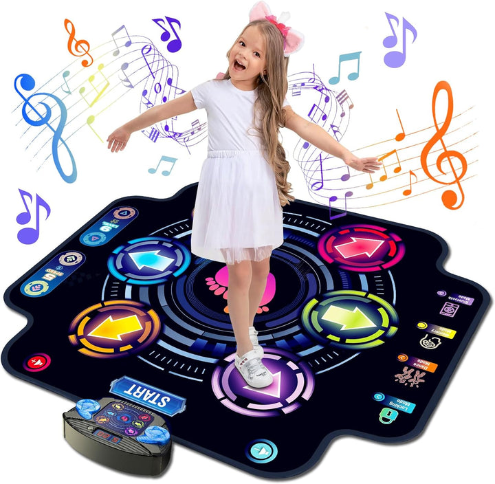 【Upgraded】 Dance Mat for Kids, Electronic Light-Up Dance Pad with Wireless Bluetooth 5 Speeds 9 Levels, Dancing Mat for Toddlers Music Game Dance Toy for Girls Boys 3 4 5 6 7 8 9 10+ Year Old