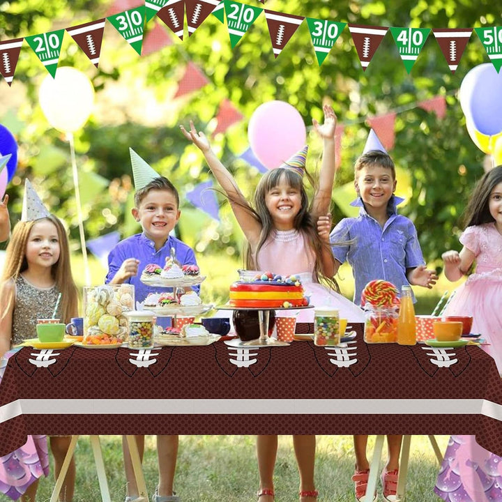Football Party Decorations Disposable Tablecloth Plastic Touchdown Table Cover for Super Bowl Football Birthday Party Decorations and Games Tailgate Decorations 54 X 108Inch, 2 Pack