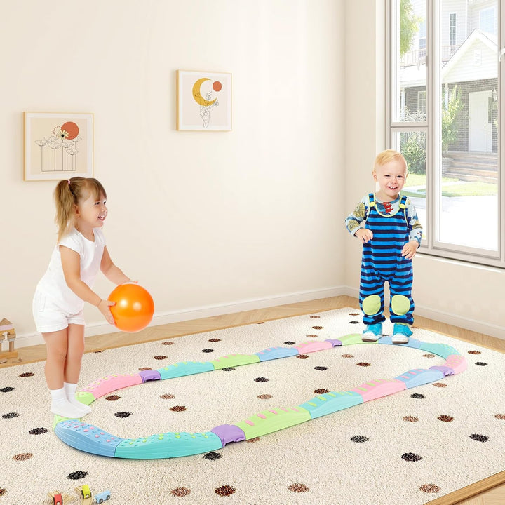 Kids Balance Beam Stepping Stones Set, 20 PCS Montessori Obstacle Course for Toddler Indoor Outdoor, Non Slip Rubber Base, Gymnastics Toy, Build Coordination Gross Motor Skills