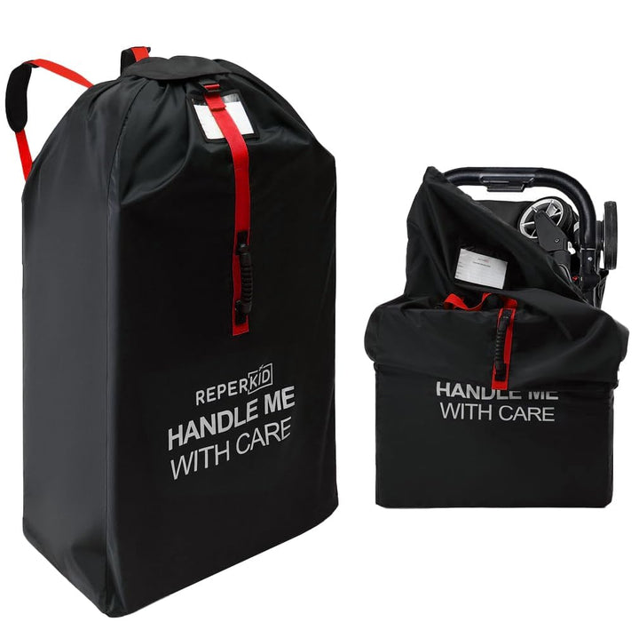 Large Stroller Bag for Airplane Travel, Black & Red, 47" H X 24" W X 15" D, Fits Most Large, Single, Double, Jogging Strollers – Premium Waterproof Cover, Adjustable Shoulder Straps