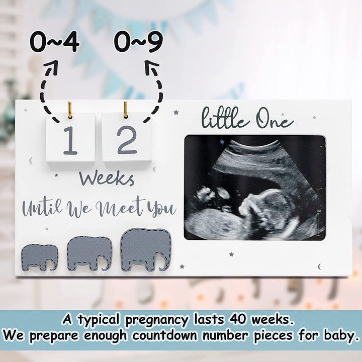 Sonogram Picture Frame, Ultrasound Photo Frame with Baby Countdown Weeks, Expecting Parents to Be Pregnancy Gift Congratulations Pregnancy Must Have Grandparent Baby Announcement First Time Mom to Be