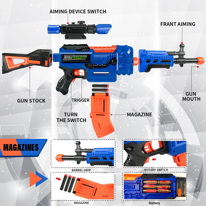 Kids Toy Sniper Rifle with Scope Tactical Vest Kit,4 in 1 Automatic Kids Sniper Rifle Toy Guns for Boys 8-12,Rifle Dart Guns Big Size,Toy Guns with Removable Magazines（2 Pcs