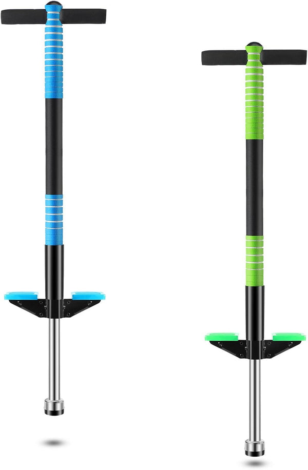 2 Pack Pogo Stick for Kids Age 6 and Up, Suitable for 40-80 Lbs, Soft Foam Jump Stick, Pogo Stick for Beginners Kids Exercise Body Balance Keep Healthy (Green and Blue)