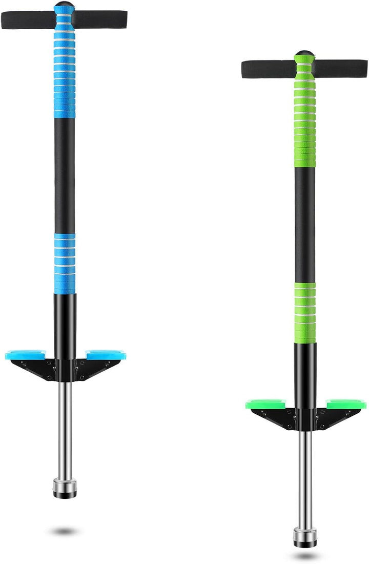 2 Pack Pogo Stick for Kids Age 6 and Up, Suitable for 40-80 Lbs, Soft Foam Jump Stick, Pogo Stick for Beginners Kids Exercise Body Balance Keep Healthy (Green and Blue)