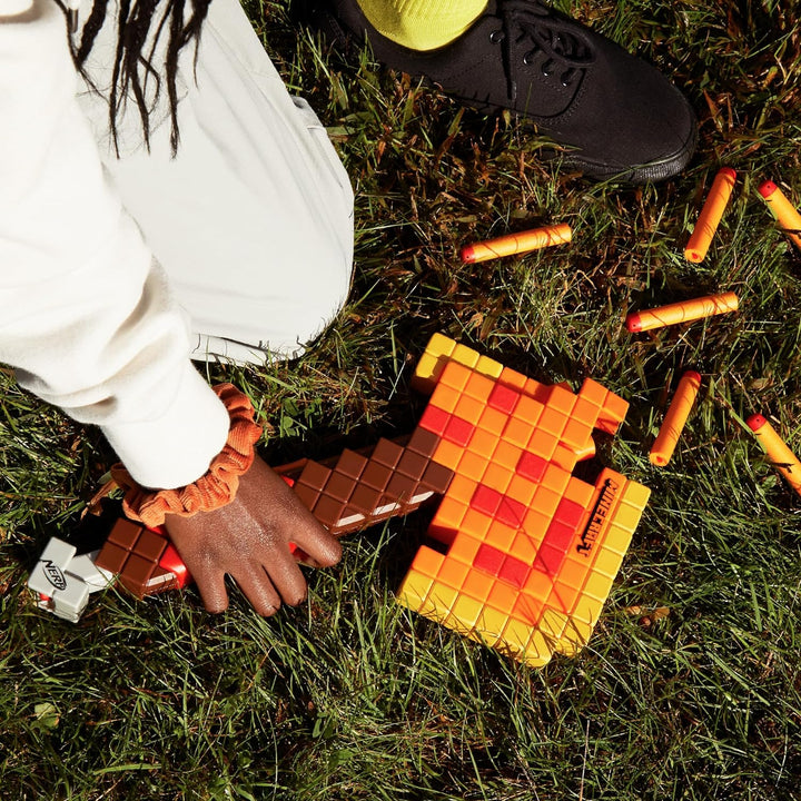 Minecraft Firebrand, Dart Blasting Axe, 6  Elite Foam Darts, Design Inspired by Minecraft Axe in the Game, Pull down Priming, Minecraft Toys
