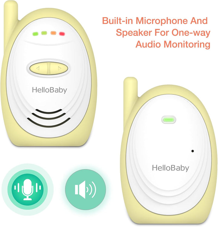 Audio Baby Monitor with 1000Ft Range, Volume Control, Portable 2.4Ghz Digital Wireless Baby Monitor, Audio Surveillance for Baby with High-Sensitivity Mic, USB Connection, HB168