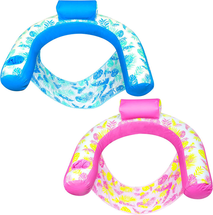 ORIGINAL Fabric Covered U-Seat Inflatable Pool Lounger | with Comfortable Sling Seat, Back Rest, and Built in Cup Holder | for Pool, Beach, Lake, and More