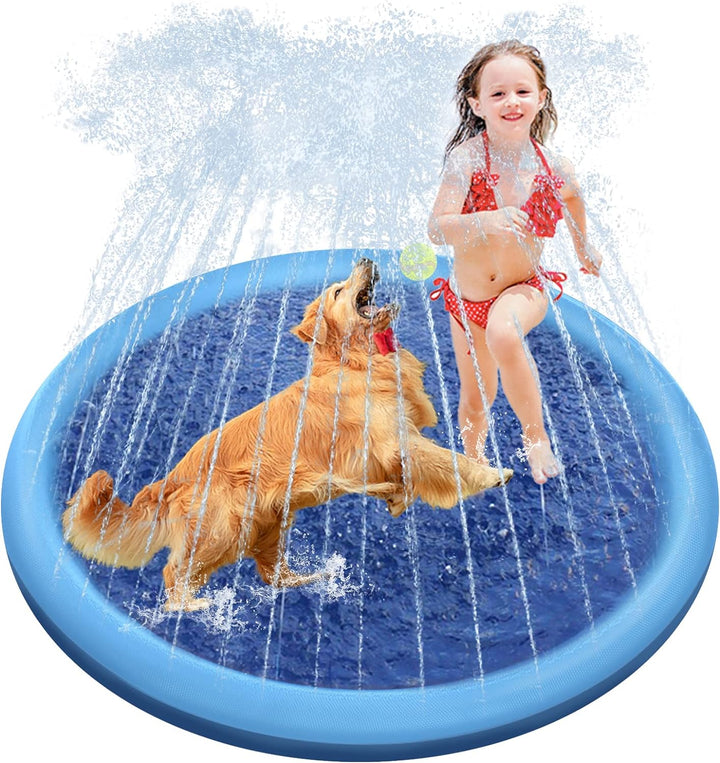 Splash Pad, 67In Anti-Slip Splash Pad for Kids Dogs 0.58Mm Thickened Dog Pool Splash Sprinkler Pad Durable Summer Outdoor Water Toys for Baby Toddler Boys Girls Pet