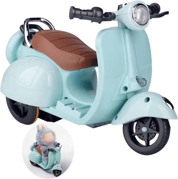Scooter Toy - with Light and Music, Big into Energy Cute Have a Seat Motorcycles, Interactive Rotating Decor Desktop Ornaments Accessories Collectors (Blue)