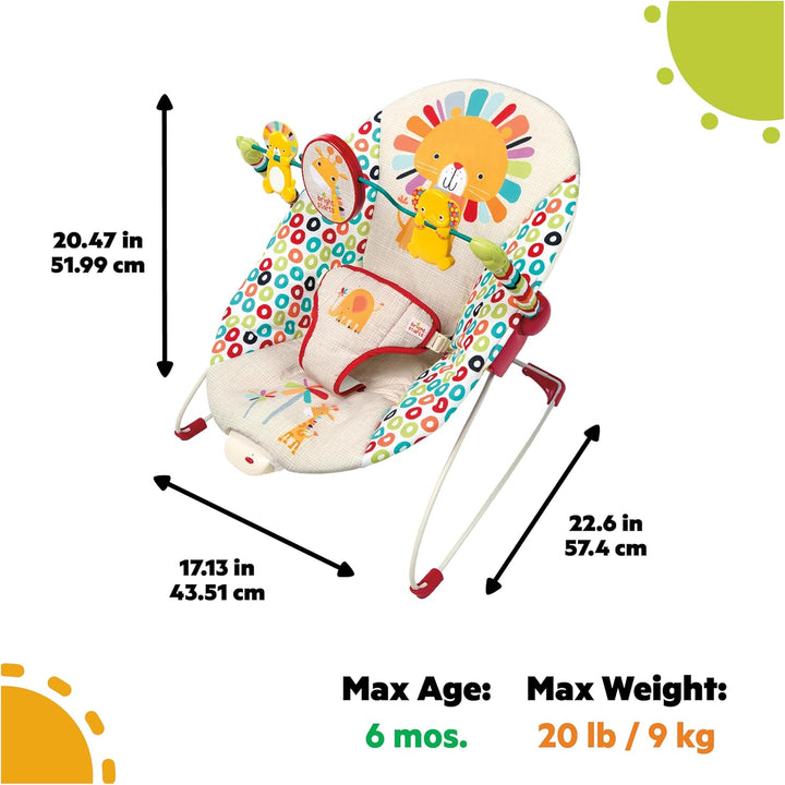 Portable Baby Bouncer Soothing Vibrations Infant Seat with Removable-Toy-Bar, 0-6 Months 6-20 Lbs (Playful Pinwheels)