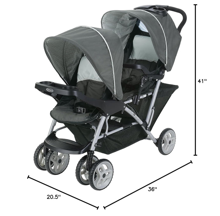 Duoglider Double Stroller | Lightweight Double Stroller with Tandem Seating, Glacier