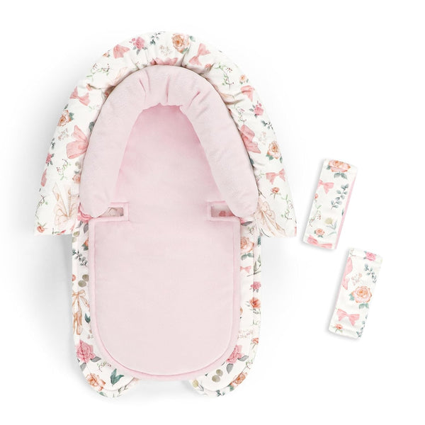 Baby Car Seat Head Support for Newborn,  2 in 1 Infant Car Seat Head Body Support with Strap Pads, Soft Stroller Cushion Pillow Insert for Girls, Fits for Stroller, Swing, Pink Floral