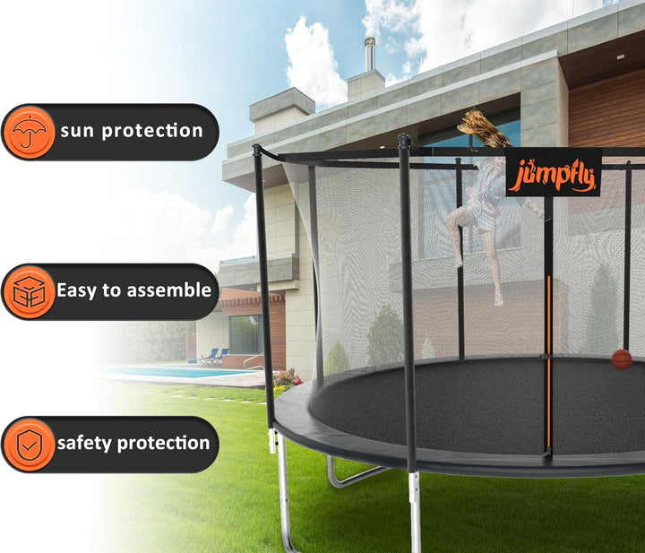 10/12/14FT Trampoline Net(Net Only),Trampoline Replacement Safety Enclosure,Fit for 8/6 Poles round Frame Trampoline,Breathable&Weather-Resistant Trampoline Accessories with Adjustable Straps