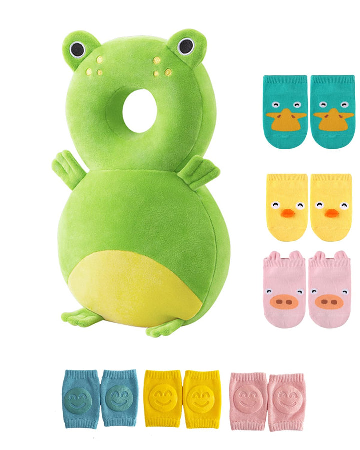 Toddler Baby Head Protector Backpack for Toddler Walker with Knee Pads&Anti-Slip Socks, Angel