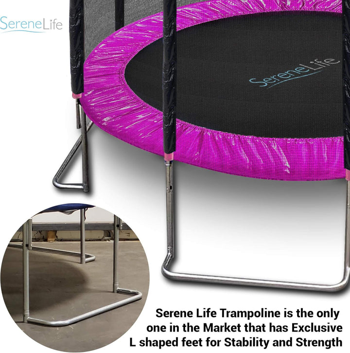 8FT 10FT 12FT 14 FT Trampoline Outdoor – Heavy-Duty Backyard Trampoline for Kids and Adults with Wide Jumping Surface, Stable L-Shaped Legs, Safety Net, ASTM Approved, Supports 264 Lbs