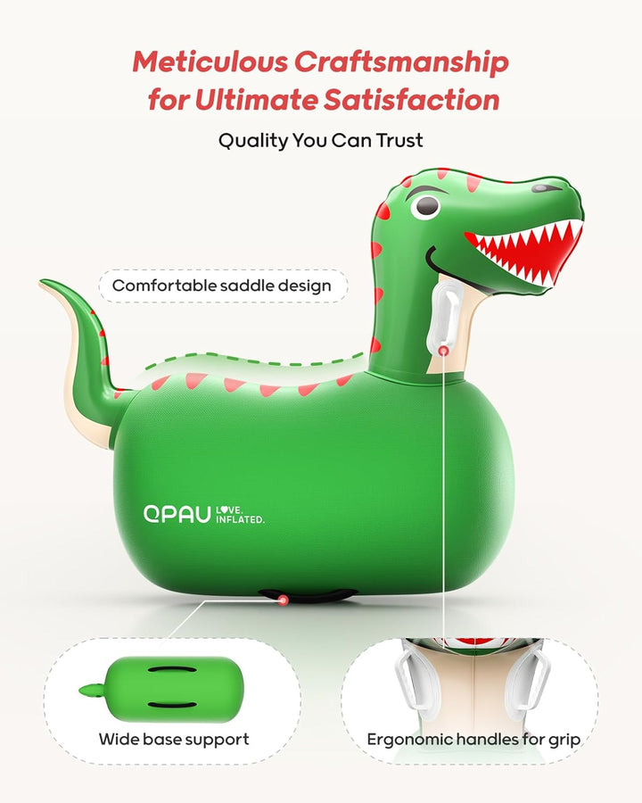 Inflatable Bouncy Dinosaur Toys 2 PCS with Hand Pump, Heavy Duty Giant Bouncy Pal, 220Lbs Load Capacity, Ride on Bouncy Animal Hopper Toy, Indoor Outdoor Bouncers for Kids Girls Boys Ages 5+