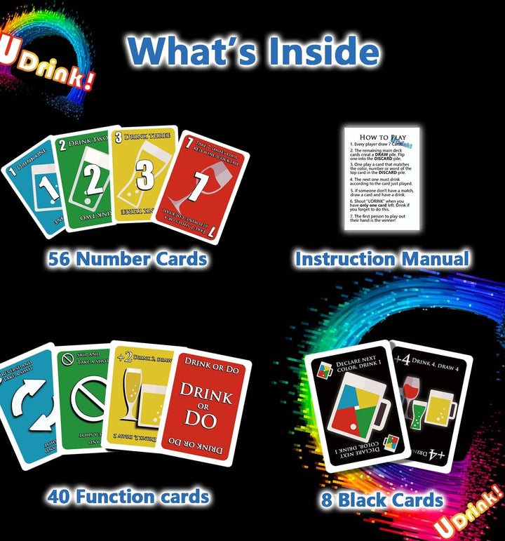 UDRINK! - the Drinking Game Cards for Adults, Fun & Easy Games for Adult Game Nights - Couple Games, Bachelorette Party Games to Get Buzzed Easily - 2024 New Edition -