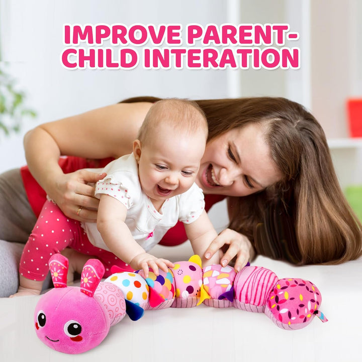 Baby Toys 0-6 6-12 Months, Sensory Music Animal Stuffed Toy for 0 1 2 3 4 5 6+ Months, Plush Toy with Crinkle and Rattles for Infant Newborn, Tummy Time Toys Gifts for 0-3-6-12 Month