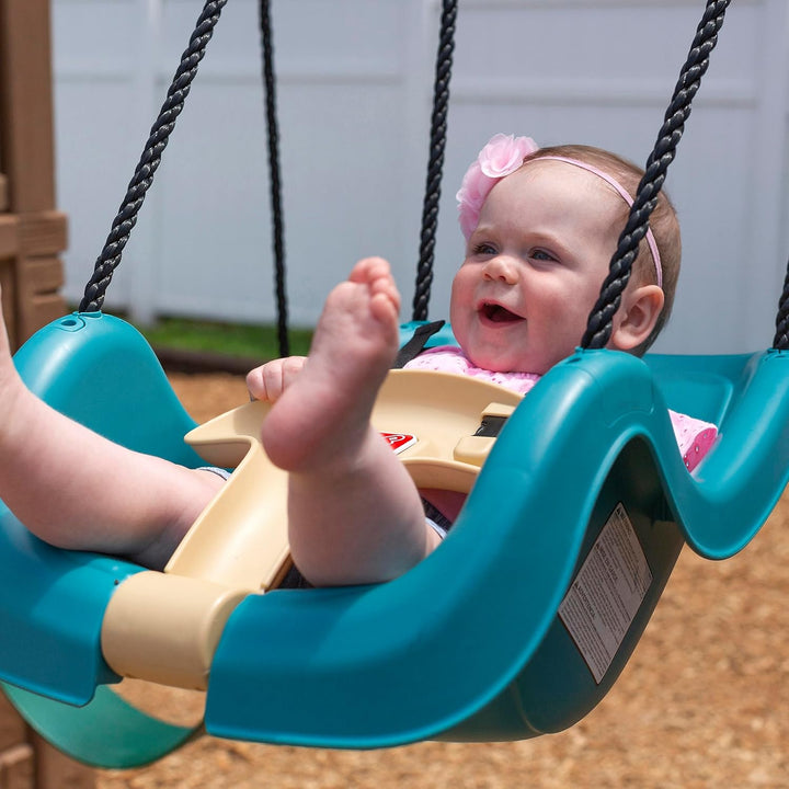 Infant to Toddler Swing, Baby Outdoor Swing, Backyard Bucket Style Swing Seat, Secure Harness, outside Weather-Resistant Rope, Attach to Playset, for Toddlers 9 Months -3 Years Old