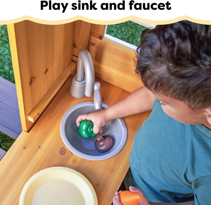 Modern Outdoor Wooden  with Picnic Table, Mailbox and Outdoor Grill ,Gift for Ages 3+