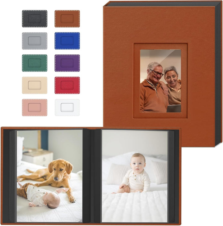 Photo Album 4X6 300 Pockets with Leather Hardcover Cover, Small Photo Album Holder Book with 50Pcs Pages for Family Travel Wedding Baby Gifts