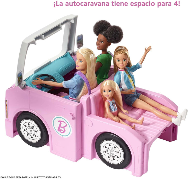 3-In-1 Dreamcamper Vehicle, Approx 3-Ft, Transforming Camper with Pool, Truck, Boat and 60 Accessories, Makes a Great Gift for 3 to 7 Year Olds