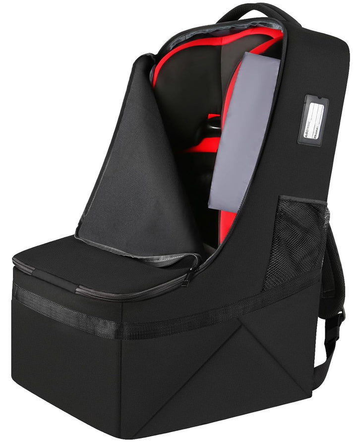 Padded Car Seat Travel Bag Backpack for Airplane, Heavy Duty Car Seat Bags for Air Travel, Carseat Cover for Airplane Travel with Shoulder Strap, Car Seats Carrier for Airport, Black
