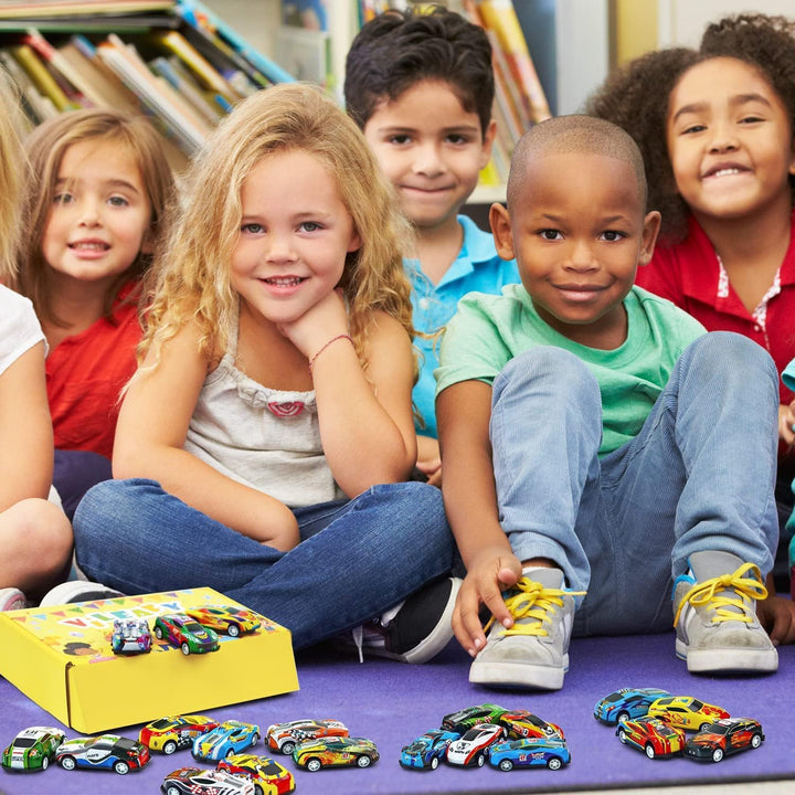 30 Mini Race Cars for Classroom Prizes, Party Favors for Kids 4-8 Years Old, Bulk Small Pull Back Car Toys for Treasure Box, Mini Toys Cars for Boys and Girls