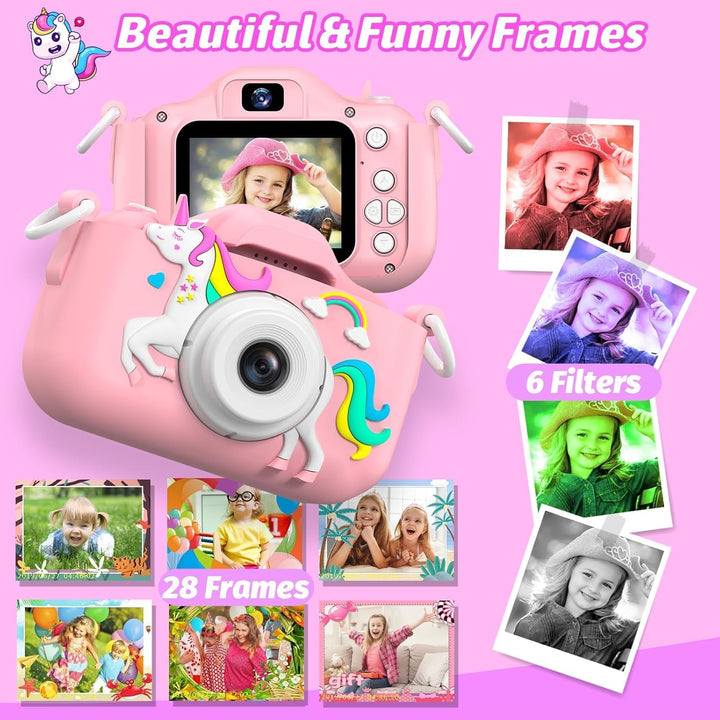 Kids Camera Toys for 3-12 Years Old Boys Girls Children,Portable Child Digital Video Camera with Silicone Cover, Christmas Birthday Gifts for Toddler Age 3 4 5 6 7 8 9 (Camo Pink)